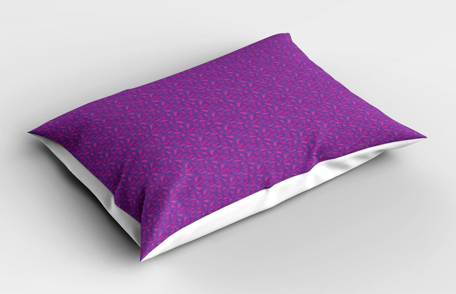 imageAmbesonne Fence Pillow Sham Set of 2 Cats in Love Watching Full Moon at Night Valentines Romantic Cartoon Quality Microfiber Bedding Item for All Seasons 26 x 20 Indigo Cobalt Blue WhiteViolet and Hot Pink