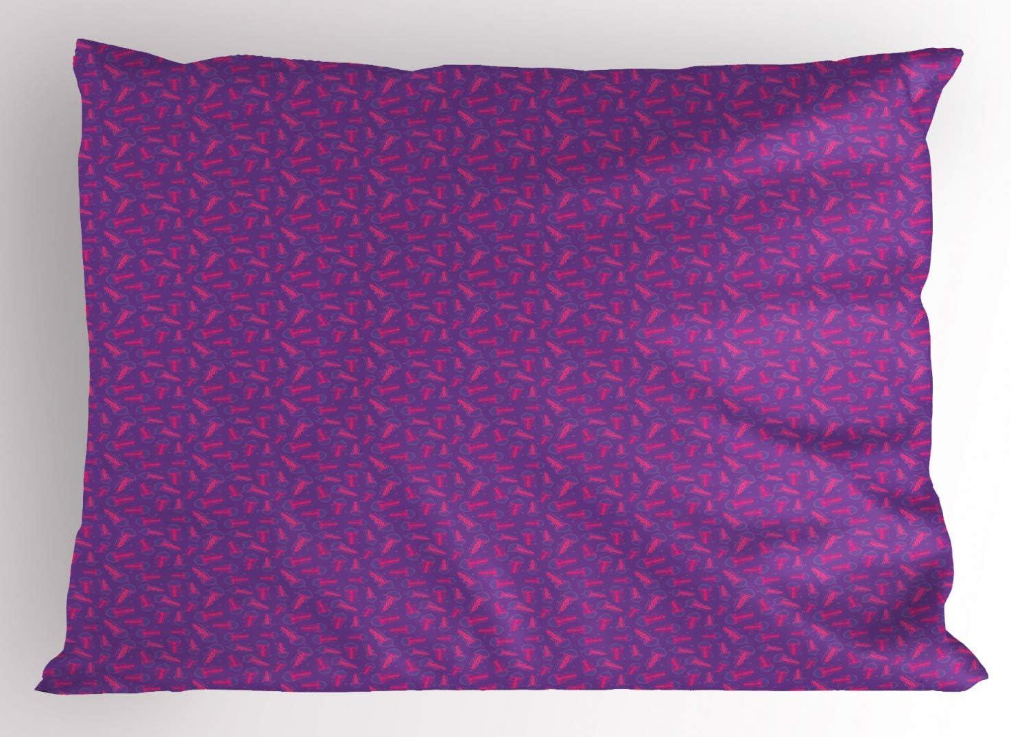 imageAmbesonne Fence Pillow Sham Set of 2 Cats in Love Watching Full Moon at Night Valentines Romantic Cartoon Quality Microfiber Bedding Item for All Seasons 26 x 20 Indigo Cobalt Blue WhiteViolet and Hot Pink