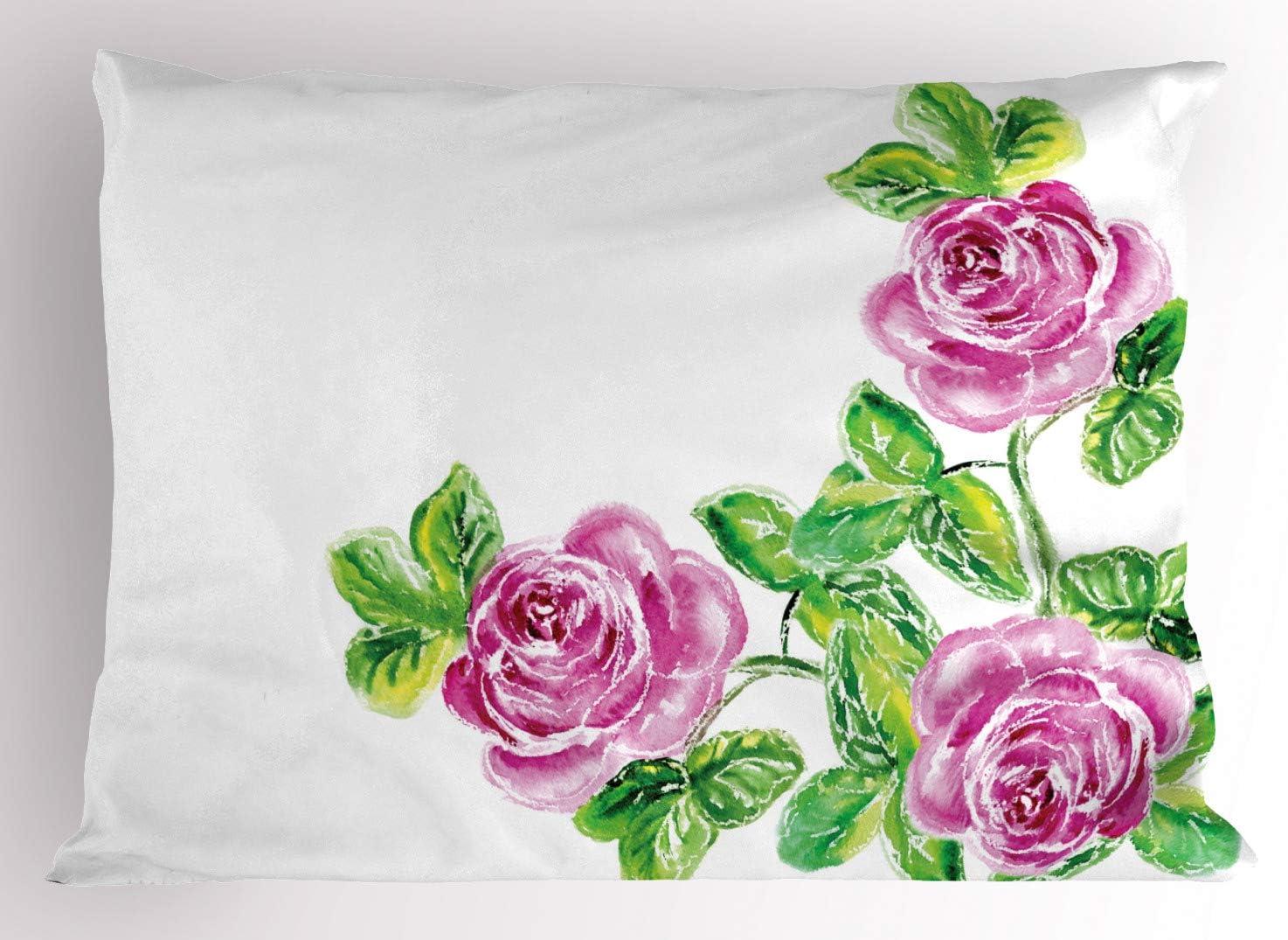imageAmbesonne Flower Pillow Sham Set of 2 Dreamy Tree Body View Cloudy Details Love and Affection Valentines Inspired Motif Quality Microfiber Bedding Item for All Seasons 30 x 20 PurplePink Green