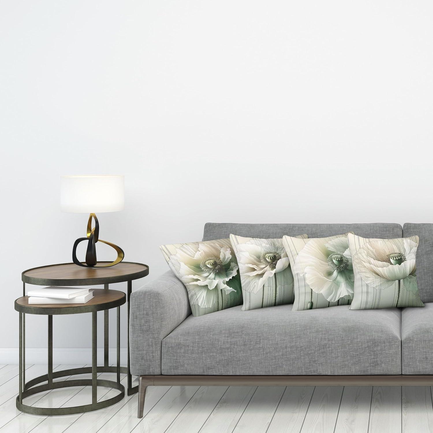 imageAmbesonne Flower Throw Pillow Cushion Cover Retro Romantic Rose Petal with Rain Water Drops Valentines Love Picture Decorative Square Accent Pillow Case 18 X 18 White and BlackEggshell and Reseda Green