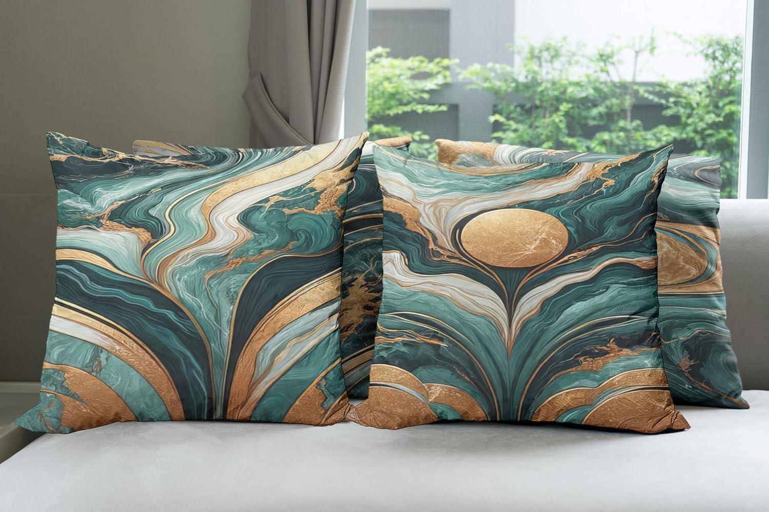 imageAmbesonne Flower Throw Pillow Cushion Cover Retro Romantic Rose Petal with Rain Water Drops Valentines Love Picture Decorative Square Accent Pillow Case 18 X 18 White and BlackJade Green and Amber