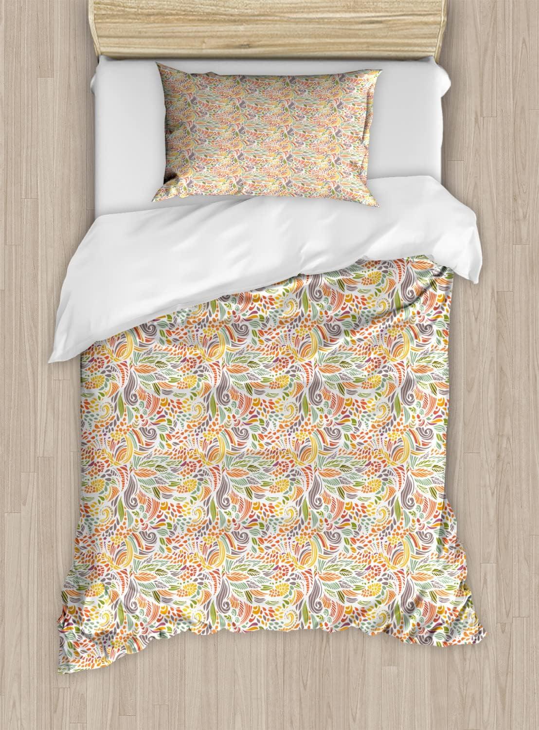 imageAmbesonne Heart Duvet Cover Sets Rainbow Colors Watercolor Style Inspired Hearts Valentines Day Love Romantic Couples Bedding Set with 2 Duvet Covers amp 4 Pillowcases 2 Pack Queen Size MulticolorPeach Multicolor