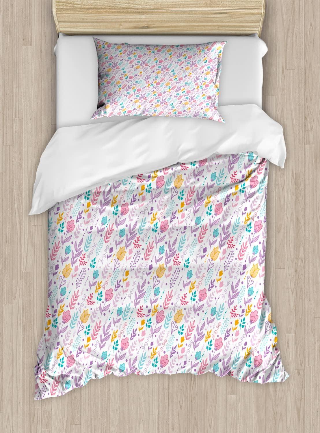 imageAmbesonne Heart Duvet Cover Sets Rainbow Colors Watercolor Style Inspired Hearts Valentines Day Love Romantic Couples Bedding Set with 2 Duvet Covers amp 4 Pillowcases 2 Pack Queen Size MulticolorLilac Multicolor