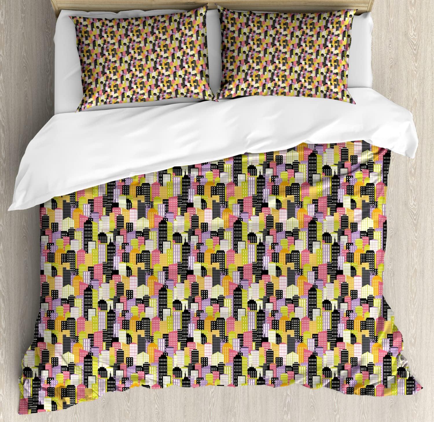 imageAmbesonne Heart Duvet Cover Sets Rainbow Colors Watercolor Style Inspired Hearts Valentines Day Love Romantic Couples Bedding Set with 2 Duvet Covers amp 4 Pillowcases 2 Pack Queen Size MulticolorDark Grey Multicolor