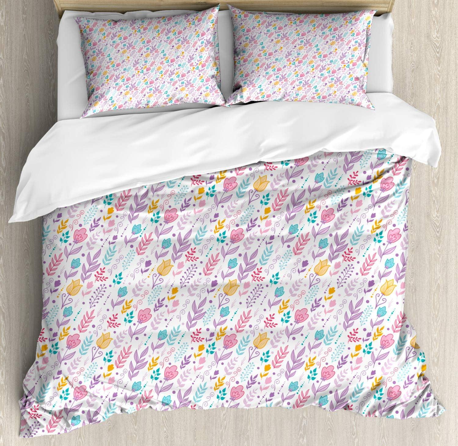 imageAmbesonne Heart Duvet Cover Sets Rainbow Colors Watercolor Style Inspired Hearts Valentines Day Love Romantic Couples Bedding Set with 2 Duvet Covers amp 4 Pillowcases 2 Pack Queen Size MulticolorLilac Multicolor