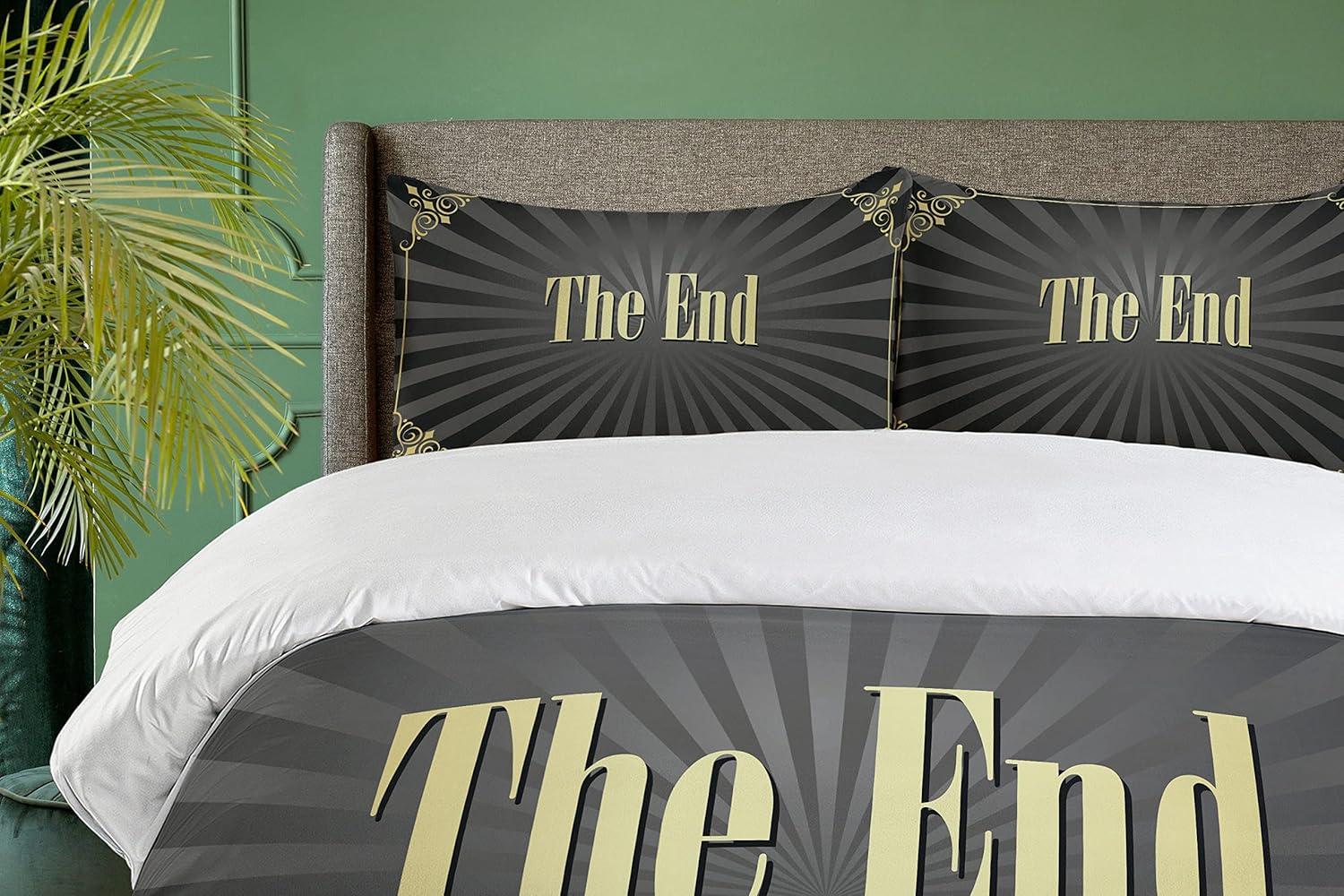 imageAmbesonne Love Duvet Cover Set Valentines Day Words and Hearts on Grunge Stripes Backdrop Decorative 3 Piece Bedding Set with 2 Pillow Shams Queen Size Charcoal Grey Pale PinkCharcoal Grey Black