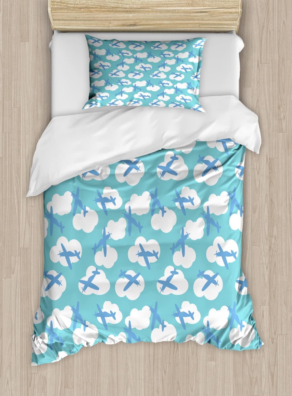 imageAmbesonne Love Duvet Cover Set Valentines Day Words and Hearts on Grunge Stripes Backdrop Decorative 3 Piece Bedding Set with 2 Pillow Shams Queen Size Charcoal Grey Pale PinkTurquoise Blue and White