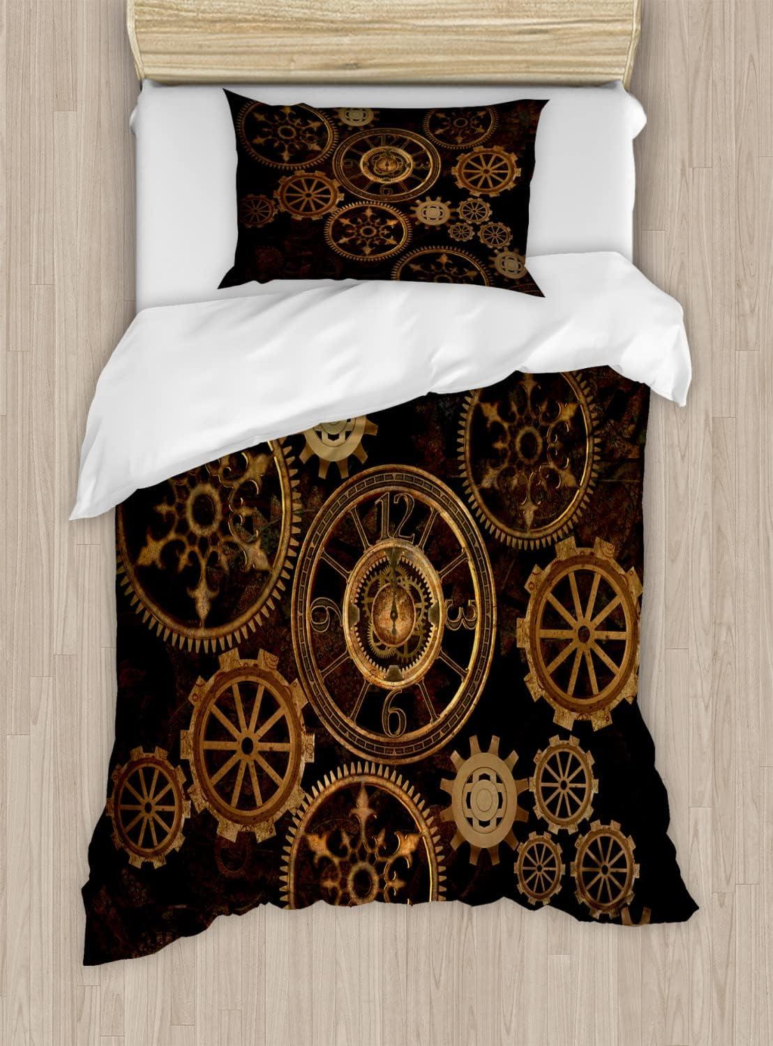 imageAmbesonne Love Duvet Cover Set Valentines Day Words and Hearts on Grunge Stripes Backdrop Decorative 3 Piece Bedding Set with 2 Pillow Shams Queen Size Charcoal Grey Pale PinkDark Brown Sand Brown