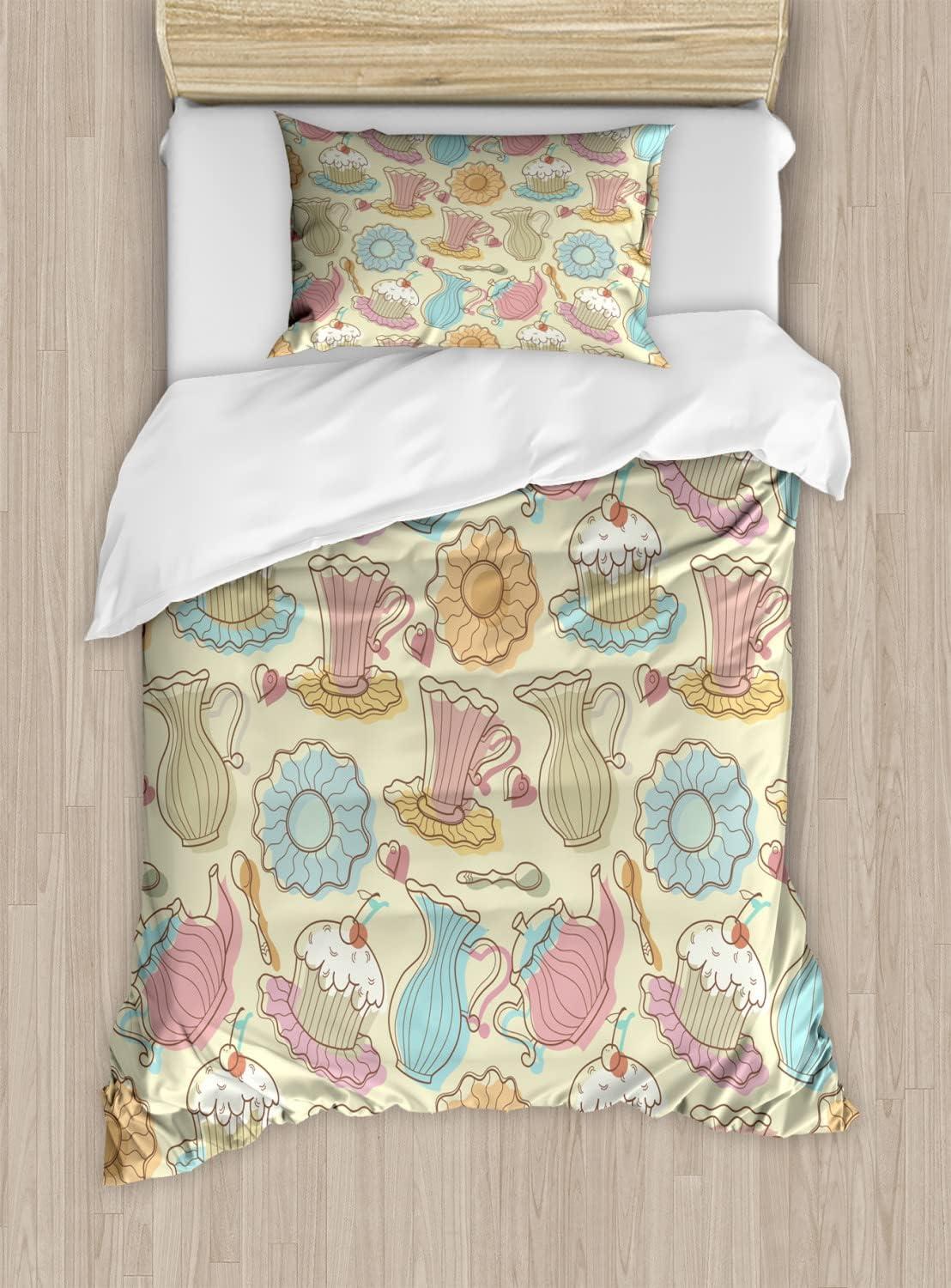 imageAmbesonne Love Duvet Cover Sets Valentines Day Design Romance Themed Vintage Wedding Inspirations Typographic Retro Bedding Set with 2 Duvet Covers amp 4 Pillowcases 2 Pack Queen Size Red WhiteEggshell Multicolor