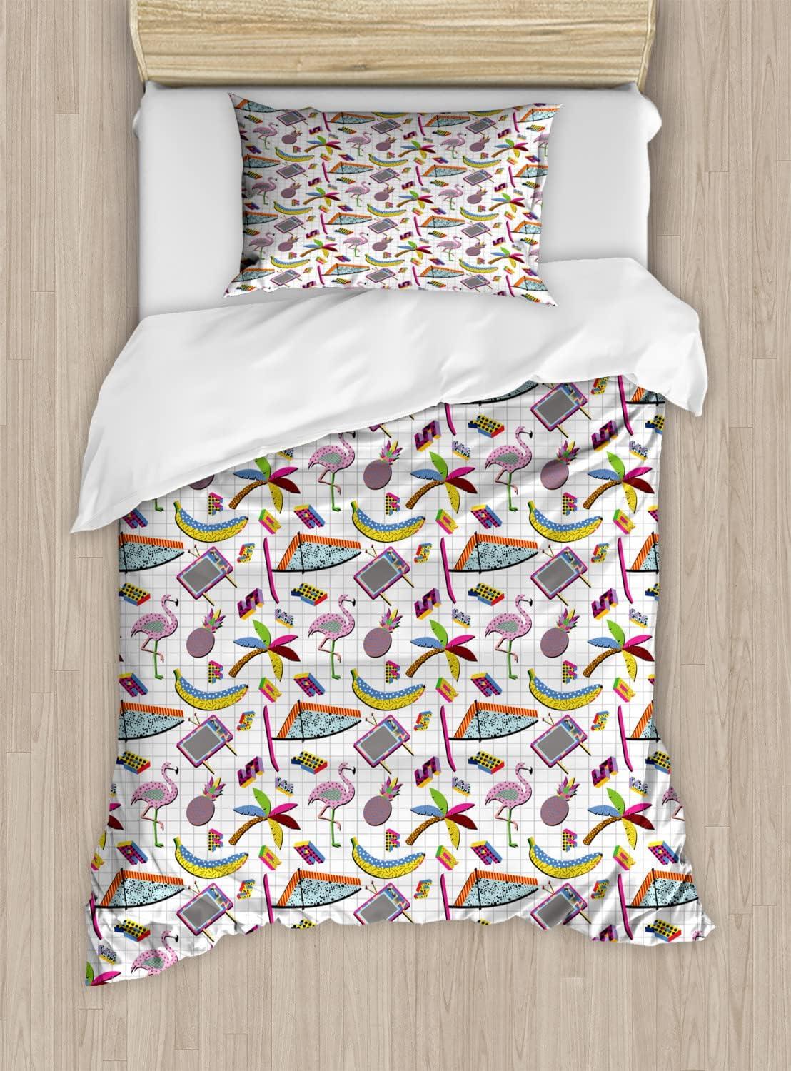 imageAmbesonne Love Duvet Cover Sets Valentines Day Design Romance Themed Vintage Wedding Inspirations Typographic Retro Bedding Set with 2 Duvet Covers amp 4 Pillowcases 2 Pack Queen Size Red WhiteLilac Multicolor