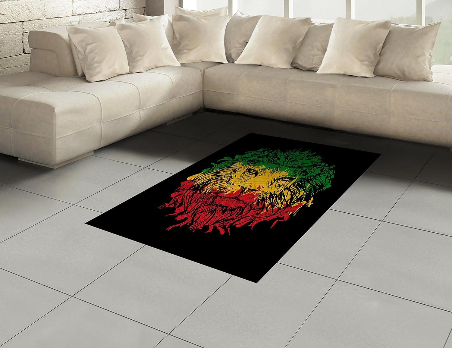 imageAmbesonne Modern Area Rug New York City Skyline at Night with Skyscrapers Manhattan USA American Panorama Flat Woven Accent Rug for Living Room Bedroom Dining Room 4 X 57 Violet PurpleLime Green