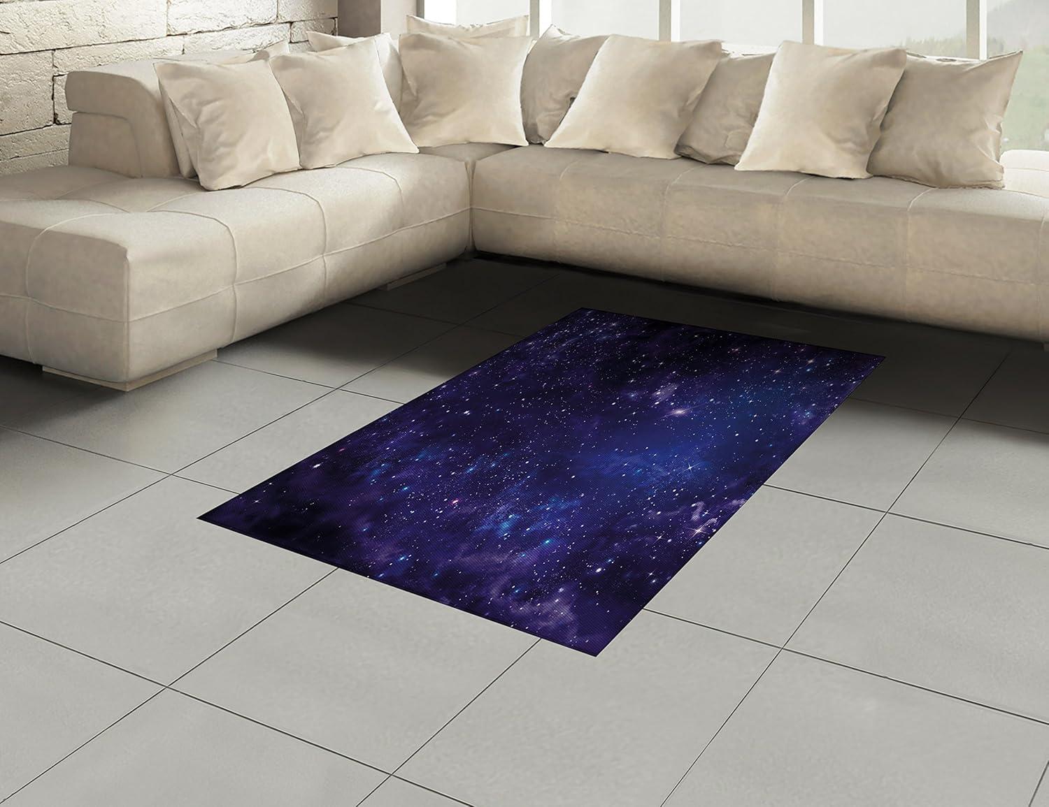 imageAmbesonne Modern Area Rug New York City Skyline at Night with Skyscrapers Manhattan USA American Panorama Flat Woven Accent Rug for Living Room Bedroom Dining Room 4 X 57 Violet PurpleNavy Blue
