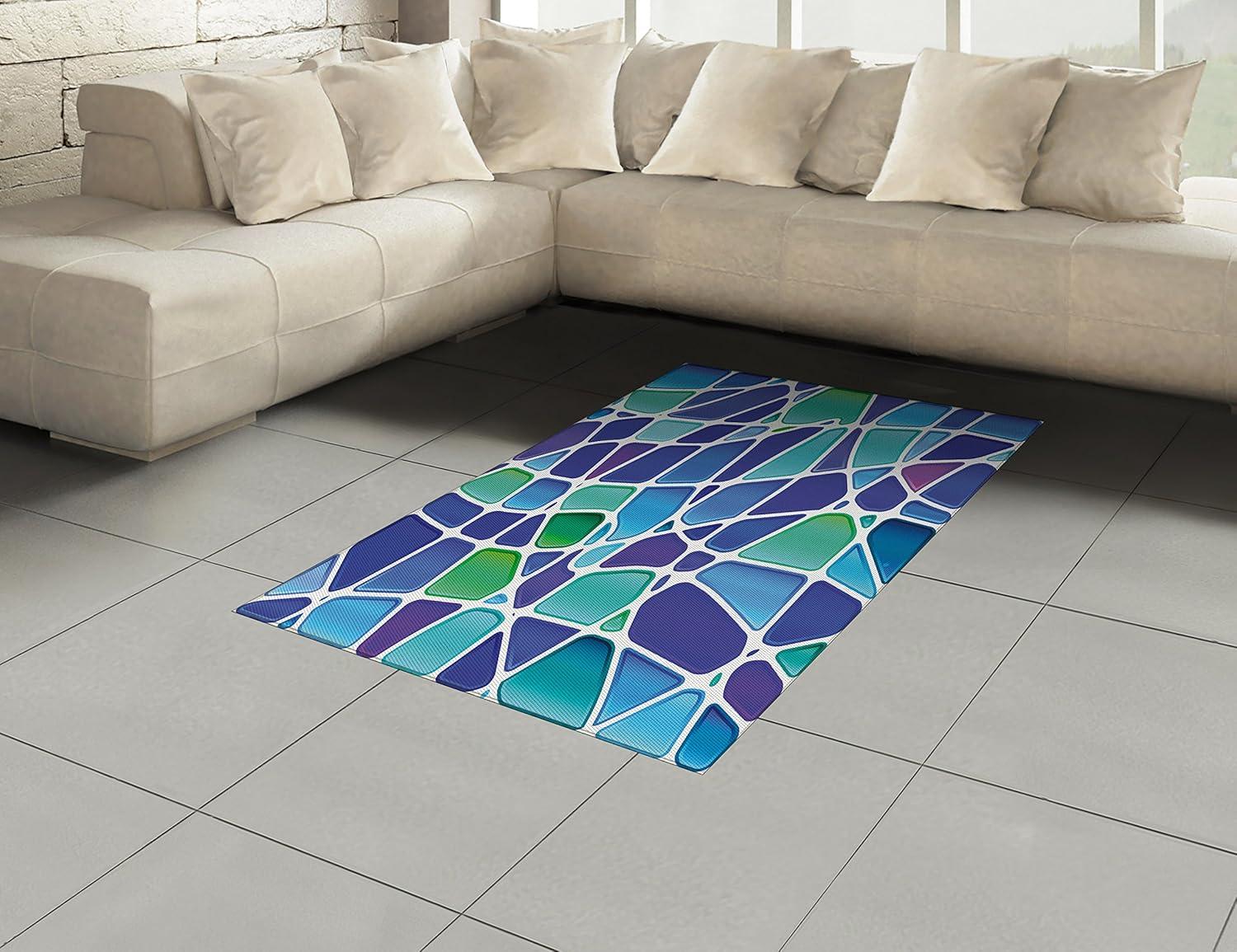 imageAmbesonne Modern Area Rug New York City Skyline at Night with Skyscrapers Manhattan USA American Panorama Flat Woven Accent Rug for Living Room Bedroom Dining Room 4 X 57 Violet PurpleJade Green