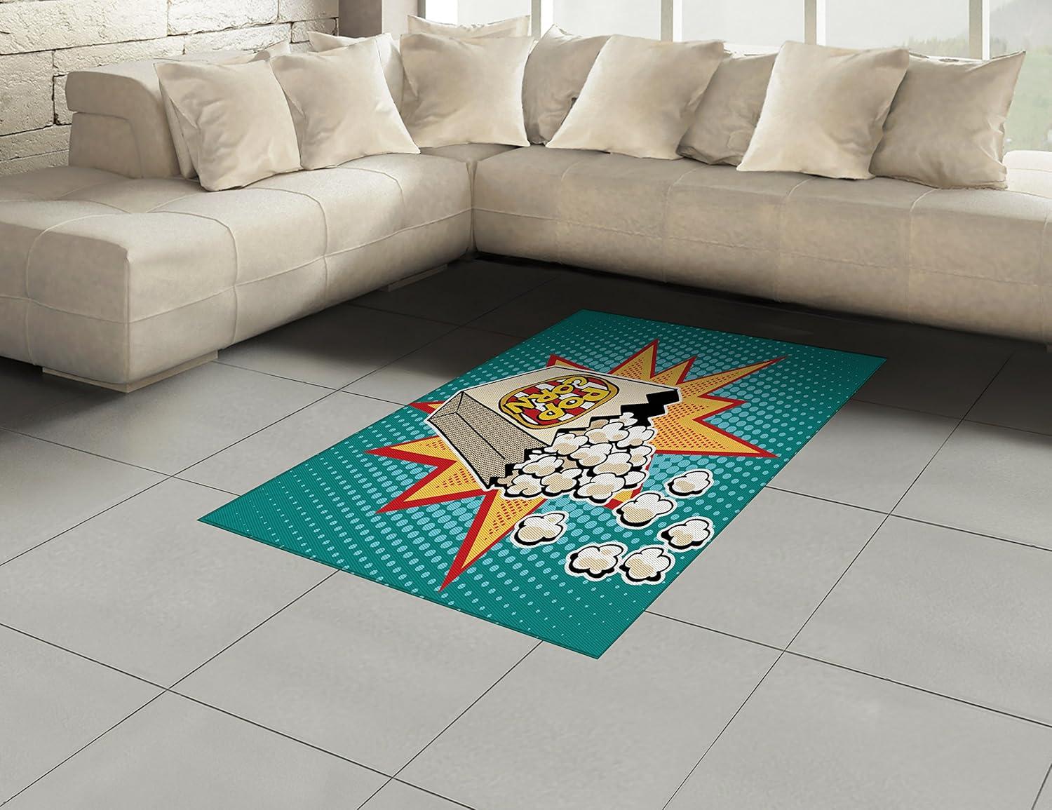 imageAmbesonne Modern Area Rug New York City Skyline at Night with Skyscrapers Manhattan USA American Panorama Flat Woven Accent Rug for Living Room Bedroom Dining Room 4 X 57 Violet PurpleTeal Red