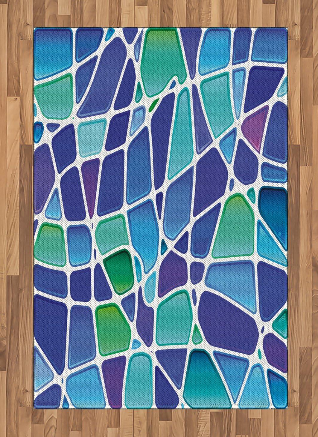 imageAmbesonne Modern Area Rug New York City Skyline at Night with Skyscrapers Manhattan USA American Panorama Flat Woven Accent Rug for Living Room Bedroom Dining Room 4 X 57 Violet PurpleJade Green