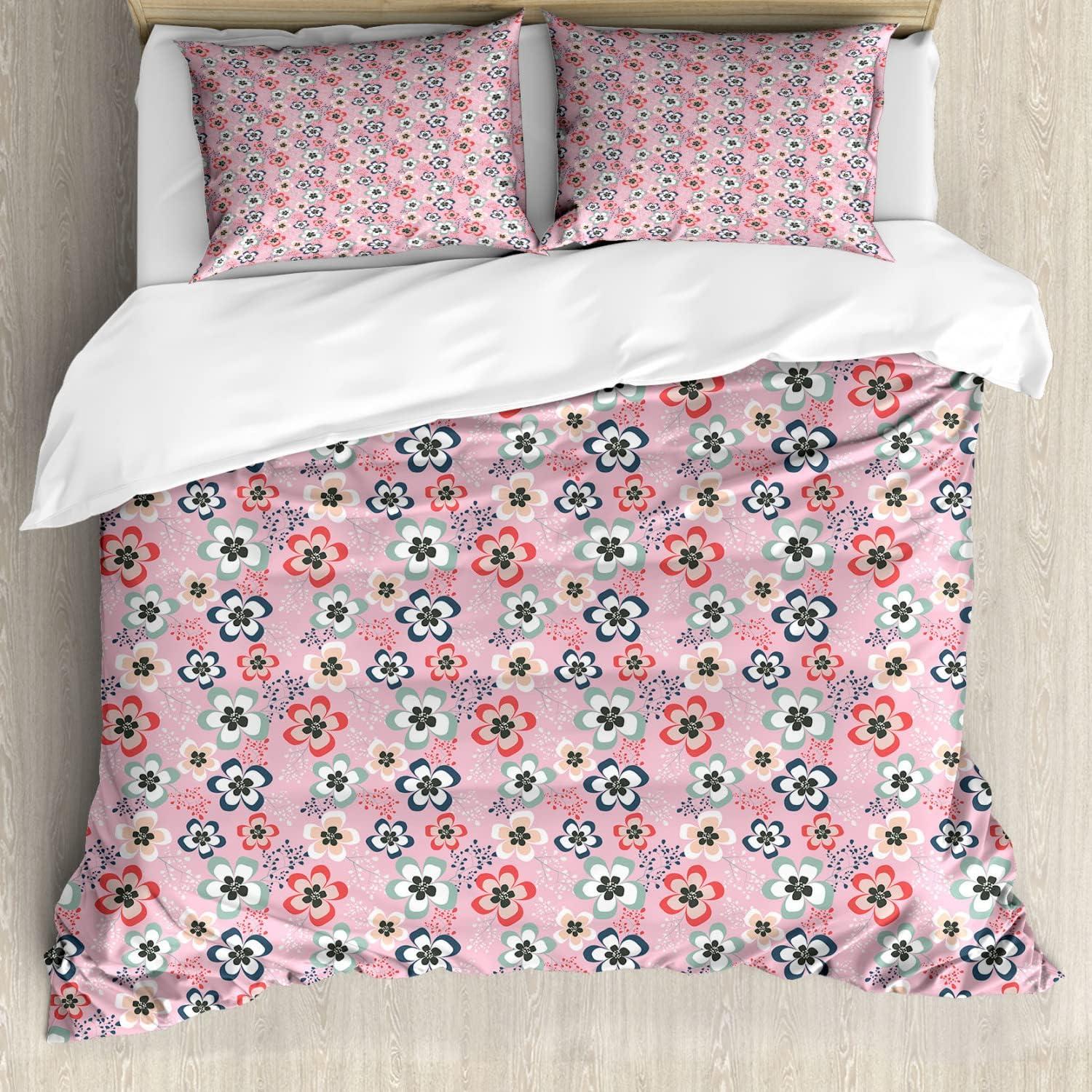 imageAmbesonne Neutral Color Duvet Cover Set Monochrome Style Print of Geometric Illustration Irregular Shapes Decorative 3 Piece Bedding Set with 2 Pillow Shams Queen Size Pale Grey and PearlPale Pink Multicolor