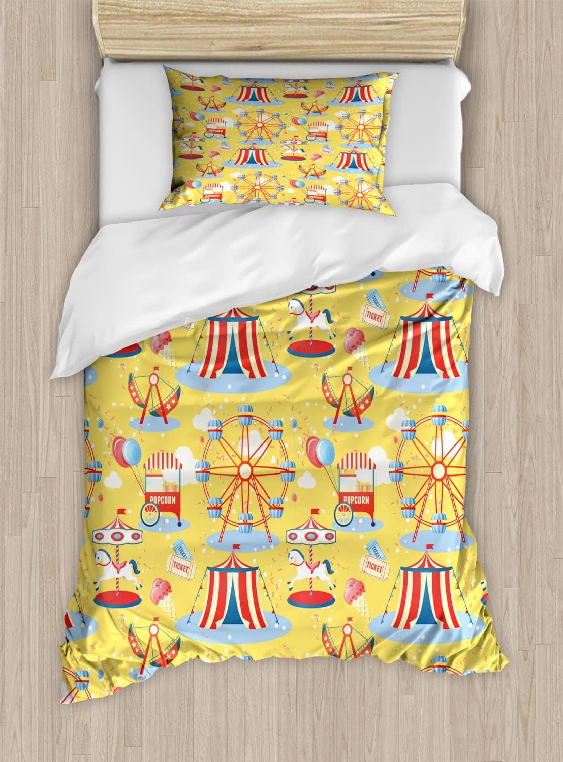 imageAmbesonne Neutral Color Duvet Cover Set Monochrome Style Print of Geometric Illustration Irregular Shapes Decorative 3 Piece Bedding Set with 2 Pillow Shams Queen Size Pale Grey and PearlMustard Vermilion