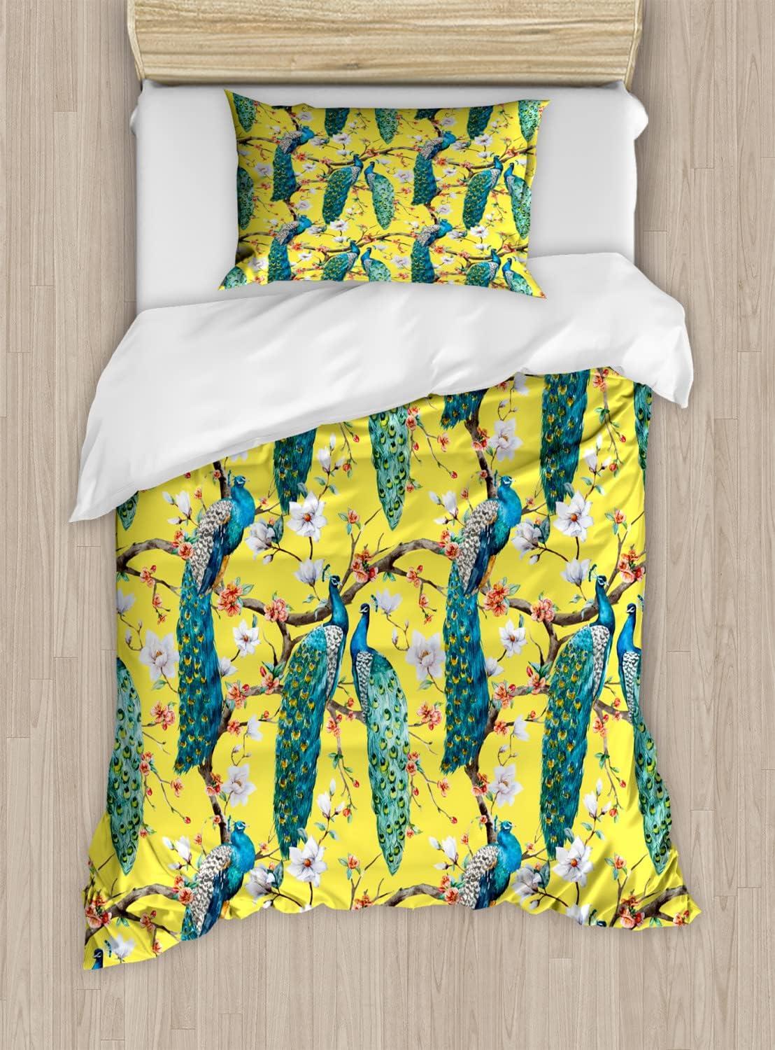 imageAmbesonne Neutral Color Duvet Cover Set Monochrome Style Print of Geometric Illustration Irregular Shapes Decorative 3 Piece Bedding Set with 2 Pillow Shams Queen Size Pale Grey and PearlPastel Yellow and Multicolor
