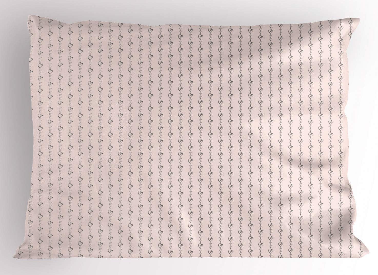 imageAmbesonne Purple Pillow Sham Set of 2 Valentines Day Couple Wedding Bride Heart Design Image Quality Microfiber Bedding Item for All Seasons 36 x 20 Lavender and PurplePale Pink and Black