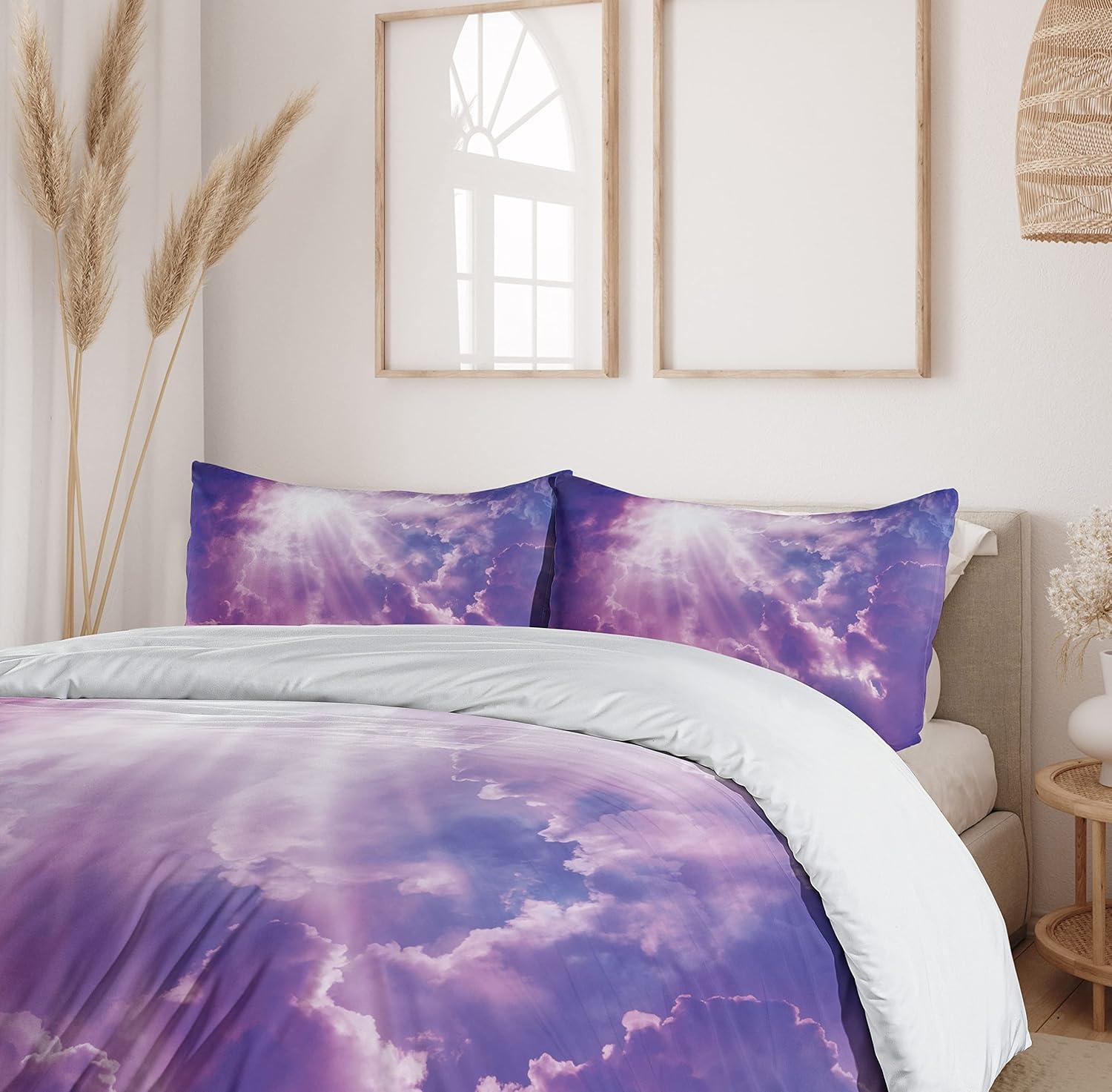 imageAmbesonne Teal Duvet Cover Set Crystal Hearts and Gemstone Valentines Day Celebrating Romantic Print Decorative 3 Piece Bedding Set with 2 Pillow Shams Queen Size Red Fuchsia TealPurple and White