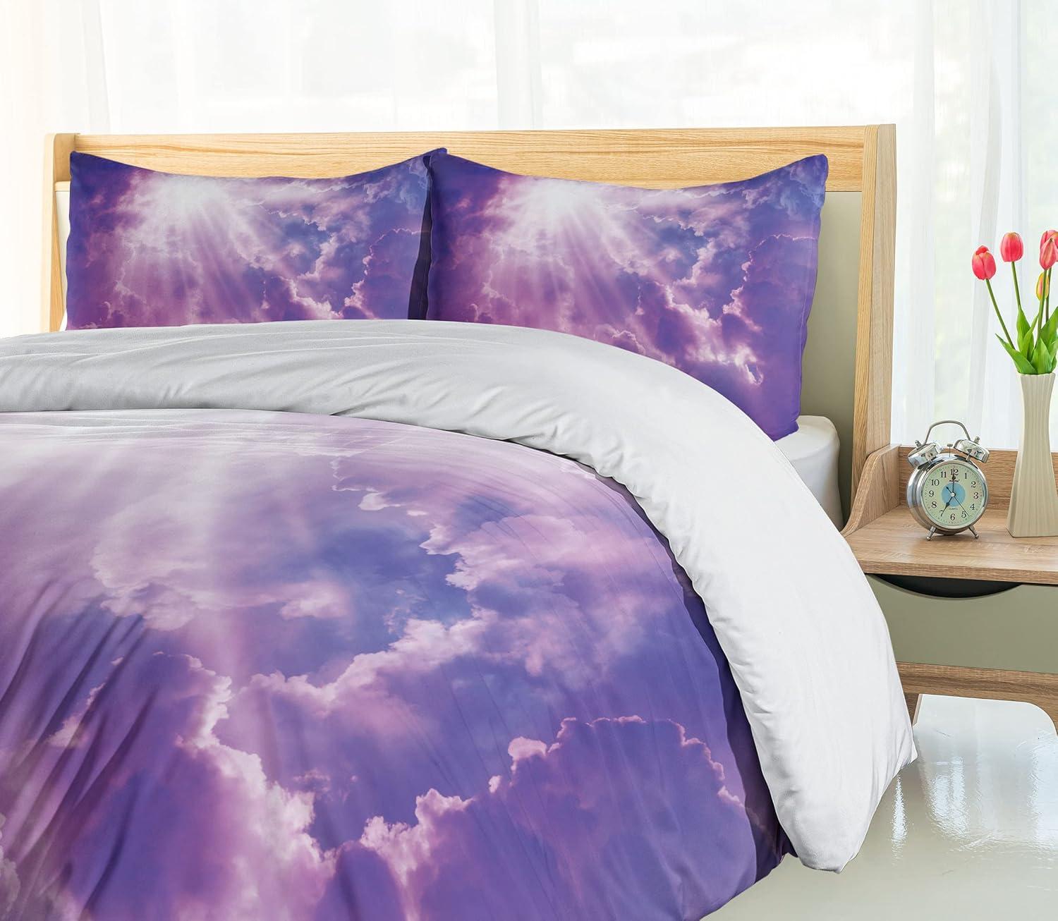 imageAmbesonne Teal Duvet Cover Set Crystal Hearts and Gemstone Valentines Day Celebrating Romantic Print Decorative 3 Piece Bedding Set with 2 Pillow Shams Queen Size Red Fuchsia TealPurple and White