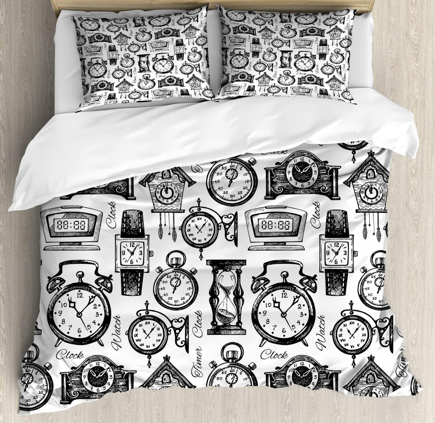 imageAmbesonne Valentines Day Duvet Cover Sets Romantic Colorful Hearts Love Happiness Theme Valentines Day Illustration Bedding Set with 2 Duvet Covers amp 4 Pillowcases 2 Pack Queen Size MulticolorBlack and White