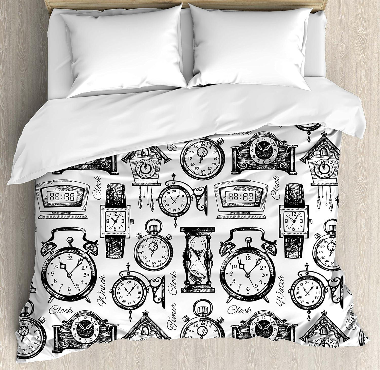 imageAmbesonne Valentines Day Duvet Cover Sets Romantic Colorful Hearts Love Happiness Theme Valentines Day Illustration Bedding Set with 2 Duvet Covers amp 4 Pillowcases 2 Pack Queen Size MulticolorBlack and White