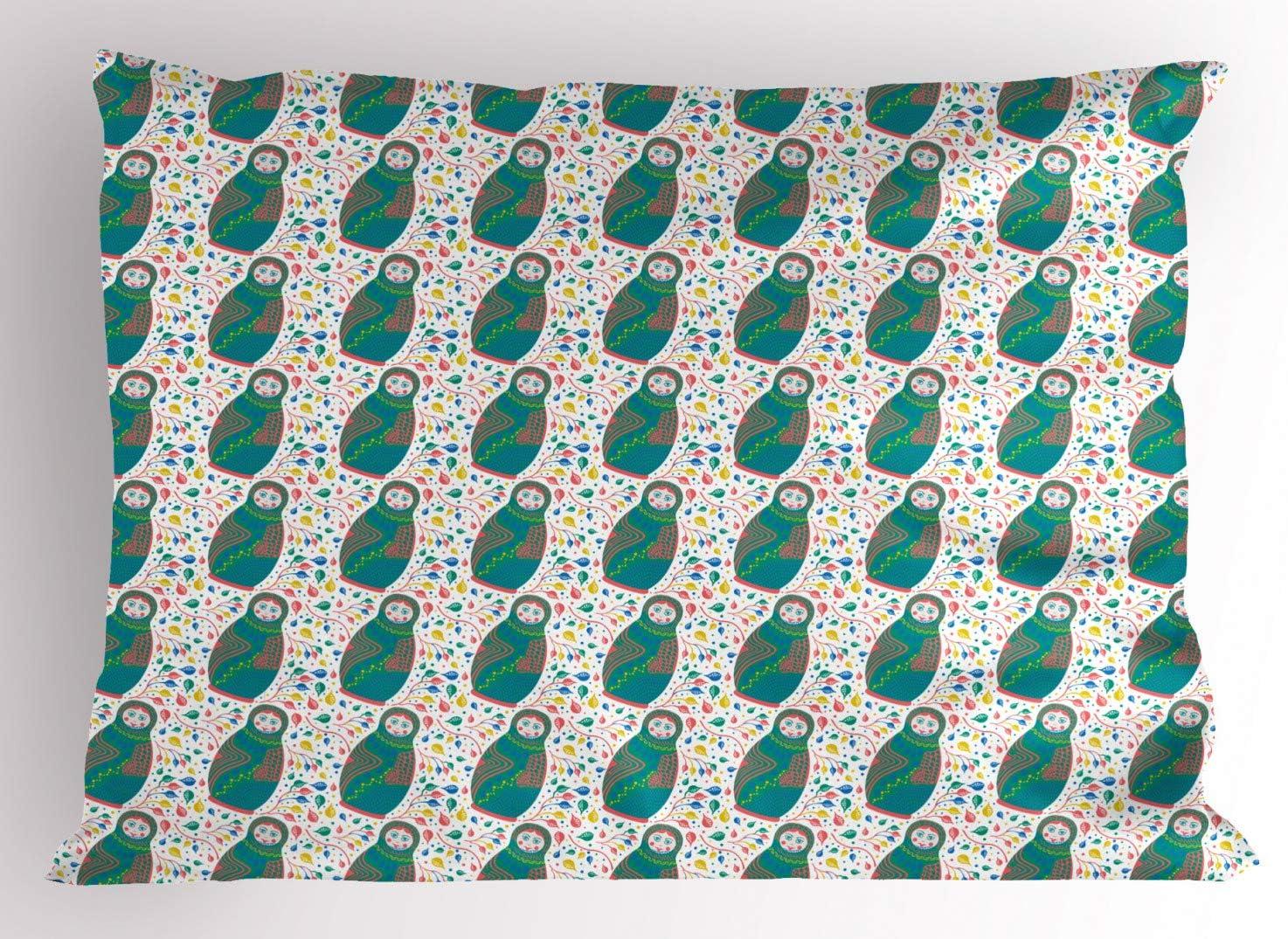 imageAmbesonne Valentines Day Pillow Sham Set of 2 Abstract Hearts Lollipops Rhythmic Romance Illustration Quality Microfiber Bedding Item for All Seasons 26 x 20 Vermilion PearlTeal Coral White