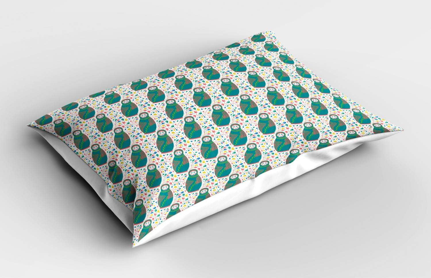 imageAmbesonne Valentines Day Pillow Sham Set of 2 Abstract Hearts Lollipops Rhythmic Romance Illustration Quality Microfiber Bedding Item for All Seasons 26 x 20 Vermilion PearlTeal Coral White