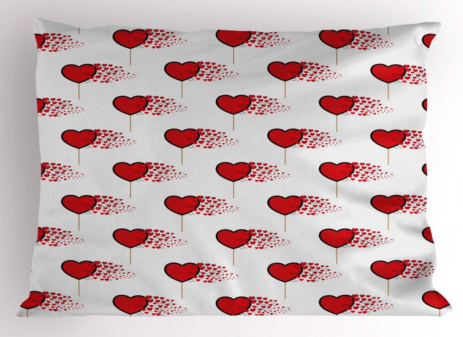 imageAmbesonne Valentines Day Pillow Sham Set of 2 Abstract Hearts Lollipops Rhythmic Romance Illustration Quality Microfiber Bedding Item for All Seasons 26 x 20 Vermilion PearlVermilion Pearl