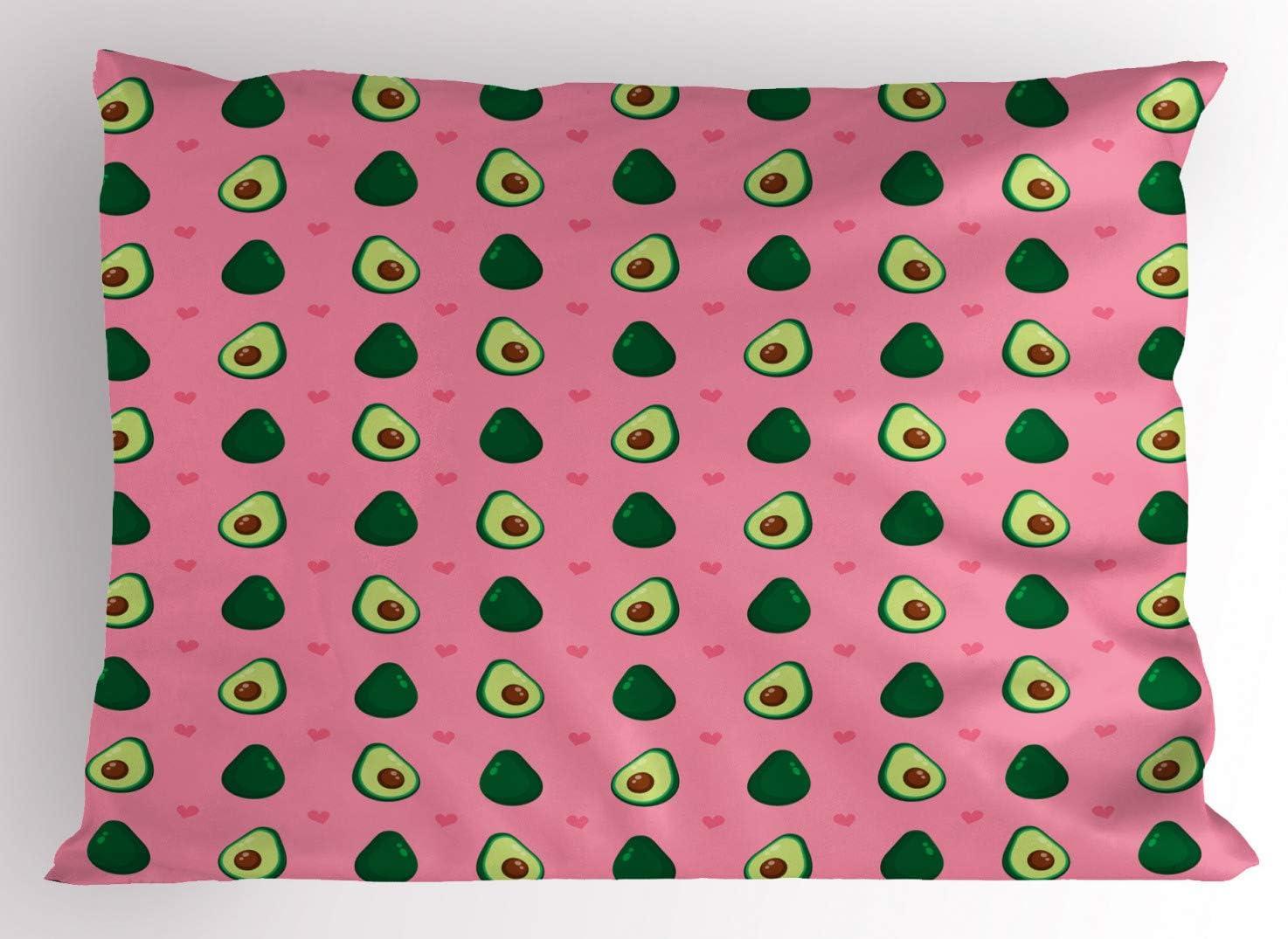 imageAmbesonne Valentines Day Pillow Sham Set of 2 Abstract Hearts Lollipops Rhythmic Romance Illustration Quality Microfiber Bedding Item for All Seasons 26 x 20 Vermilion PearlPastel Pink and Emerald