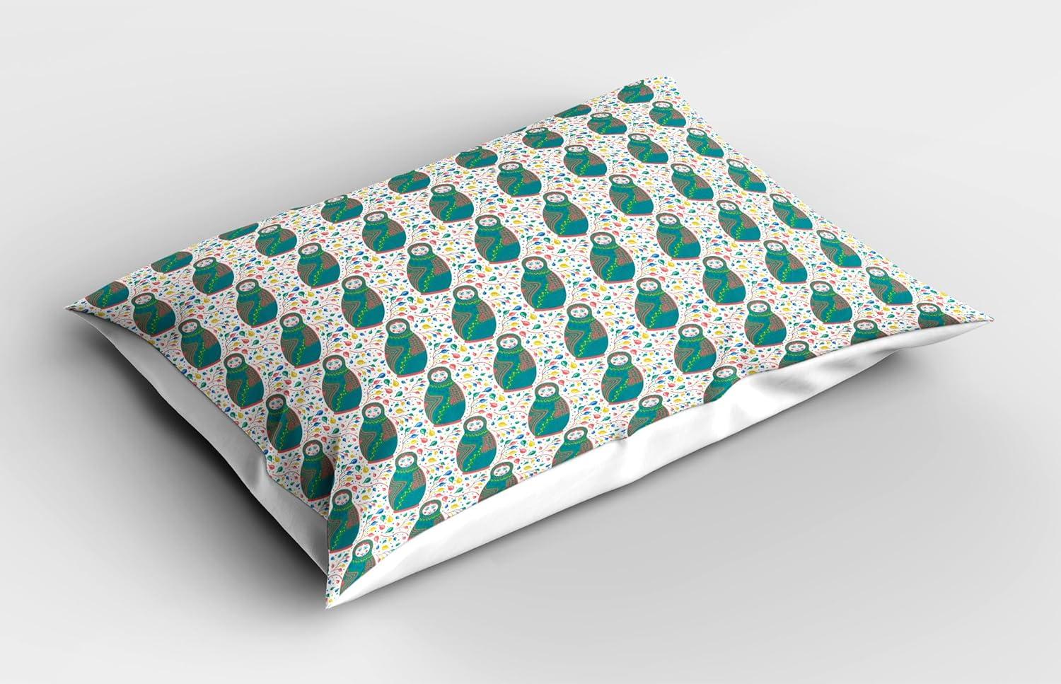 imageAmbesonne Valentines Day Pillow Sham Set of 2 Abstract Hearts Lollipops Rhythmic Romance Illustration Quality Microfiber Bedding Item for All Seasons 26 x 20 Vermilion PearlTeal Coral White
