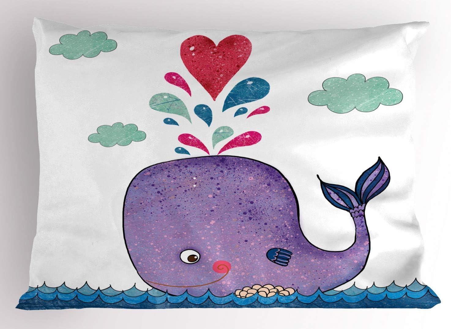 imageAmbesonne Valentines Day Pillow Sham Set of 2 Owls in Love Print Partners Couples Boho Style Hearts Flowers Dots Quality Microfiber Bedding Item for All Seasons 26 x 20 Pink Red YellowPurple Blue and Red