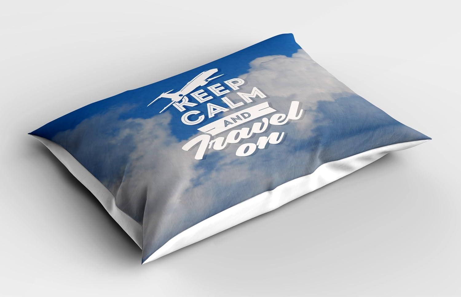 imageAmbesonne Valentines Day Pillow Sham Set of 2 Pop Culture Keep Calm Words with Heart Shaped Eye Love Theme Quality Microfiber Bedding Item for All Seasons 36 x 20 Charcoal Grey Pale PinkCobalt Blue and White