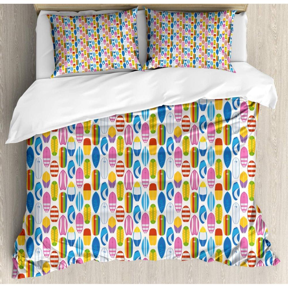 imageAmbesonne Damask Grey Duvet Cover Set Simple Pattern with Curls and Dots in Neutral Design Print Decorative 3 Piece Bedding Set with 2 Pillow Shams Queen Size Pale Grey and WhiteBlue Yellow