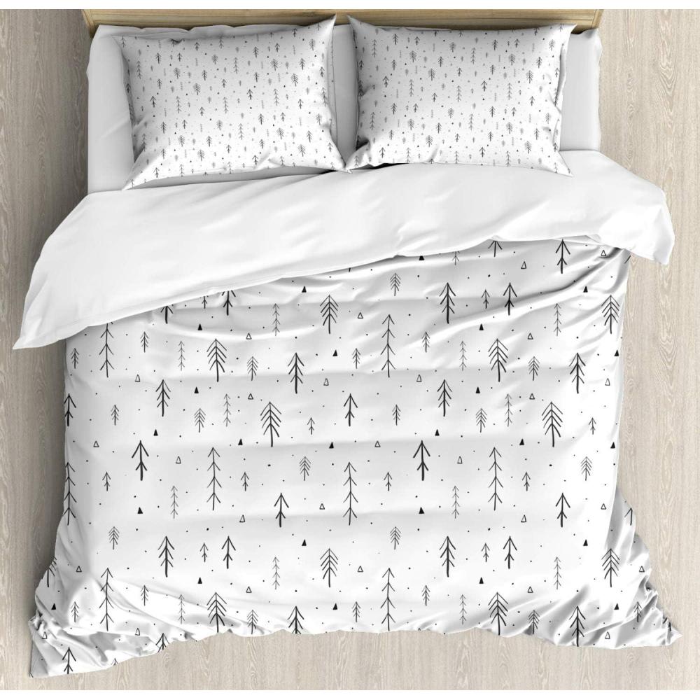 imageAmbesonne Damask Grey Duvet Cover Set Simple Pattern with Curls and Dots in Neutral Design Print Decorative 3 Piece Bedding Set with 2 Pillow Shams Queen Size Pale Grey and WhiteWhite and Charcoal Grey