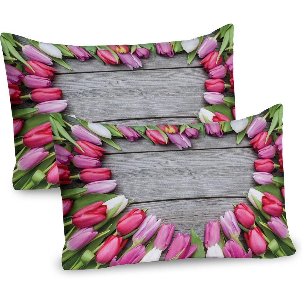 imageAmbesonne Eiffel Tower Pillow Sham Set of 2 Autumn Romantic Paris Historical Valentines Day Umbrellas Doodle Quality Microfiber Bedding Item for All Seasons 26 x 20 Lilac Red Pale BluePink Green Umber