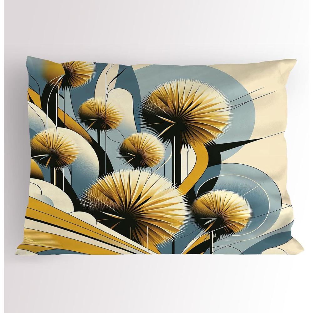 imageAmbesonne Eucalyptus Leaves Pillow Sham Leafy Branches Summer Flowers on Neutral Marble Print Back Decorative Standard Queen Size Printed Pillowcase 30 X 20 Fern Green Pastel YellowMustard Blue Grey Cream