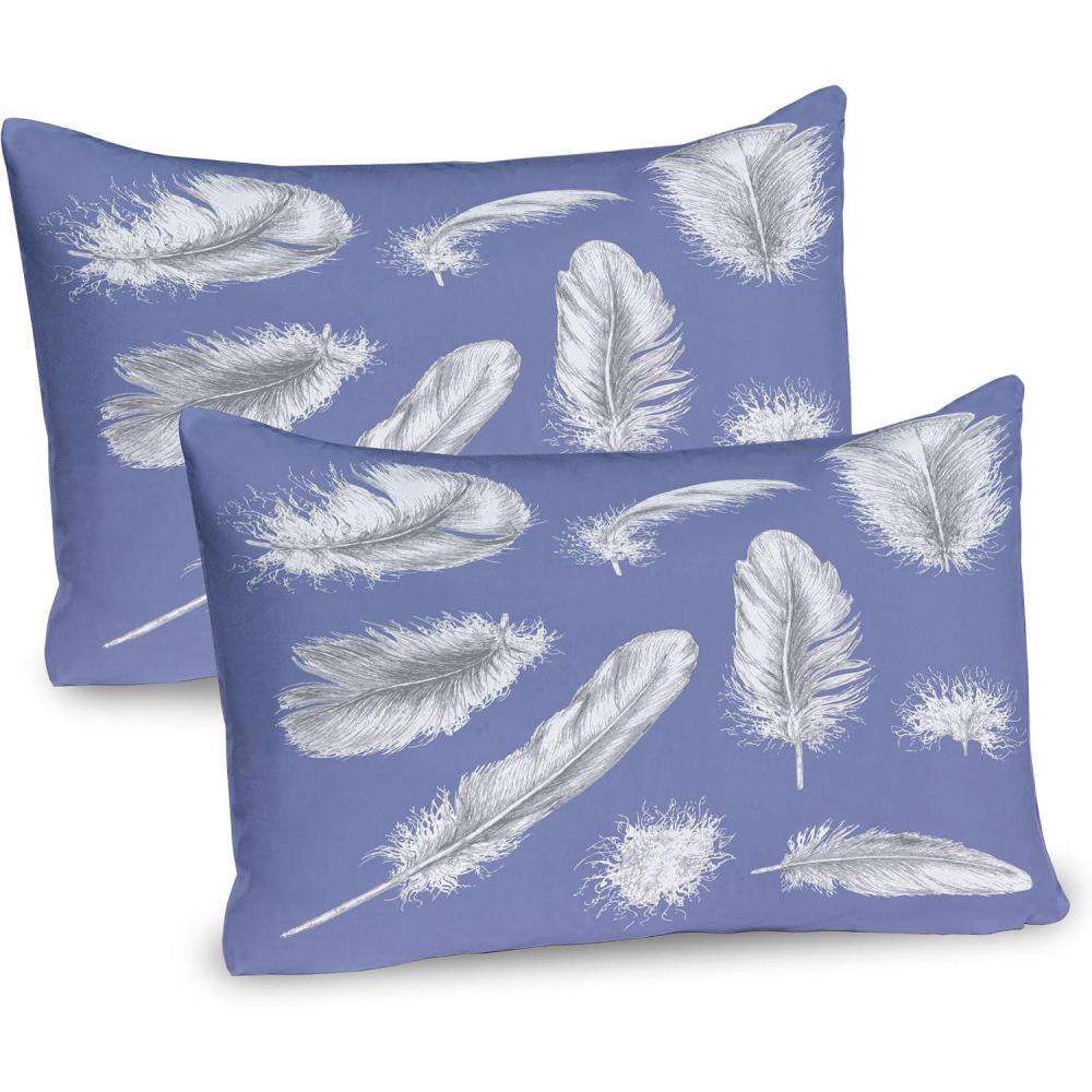 imageAmbesonne Fence Pillow Sham Set of 2 Cats in Love Watching Full Moon at Night Valentines Romantic Cartoon Quality Microfiber Bedding Item for All Seasons 26 x 20 Indigo Cobalt Blue WhiteLavender Blue Grey