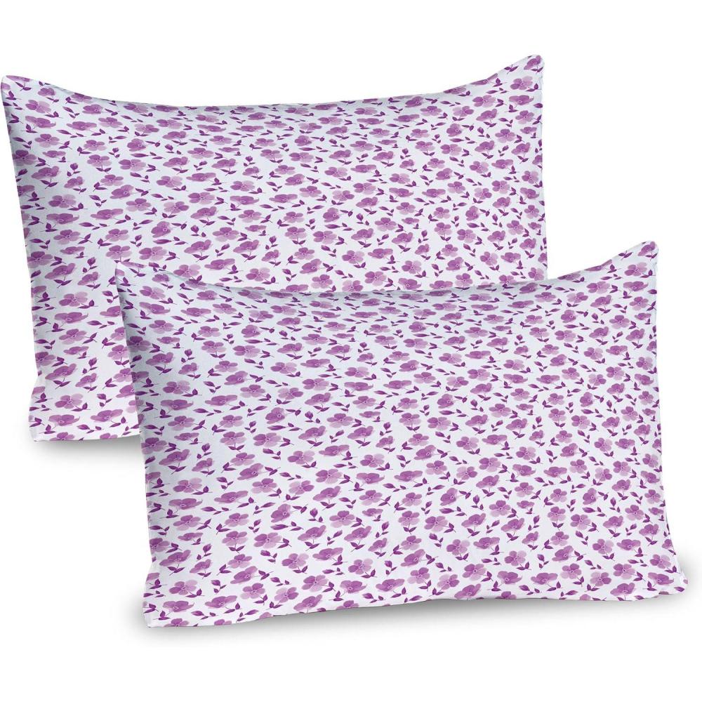 imageAmbesonne Flower Pillow Sham Set of 2 Floral Pattern Romantic Spring Valentines Day Wedding Anniversary Theme Art Quality Microfiber Bedding Item for All Seasons 36 x 20 Violet WhiteViolet White