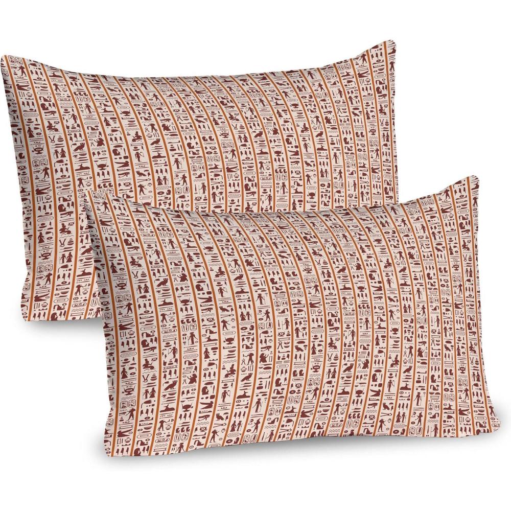imageAmbesonne Flower Pillow Sham Set of 2 Floral Pattern Romantic Spring Valentines Day Wedding Anniversary Theme Art Quality Microfiber Bedding Item for All Seasons 36 x 20 Violet WhiteDark Orange Pale Redwood