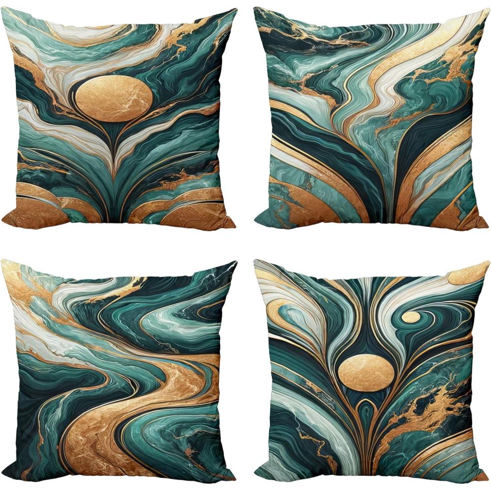 imageAmbesonne Flower Throw Pillow Cushion Cover Retro Romantic Rose Petal with Rain Water Drops Valentines Love Picture Decorative Square Accent Pillow Case 18 X 18 White and BlackJade Green and Amber