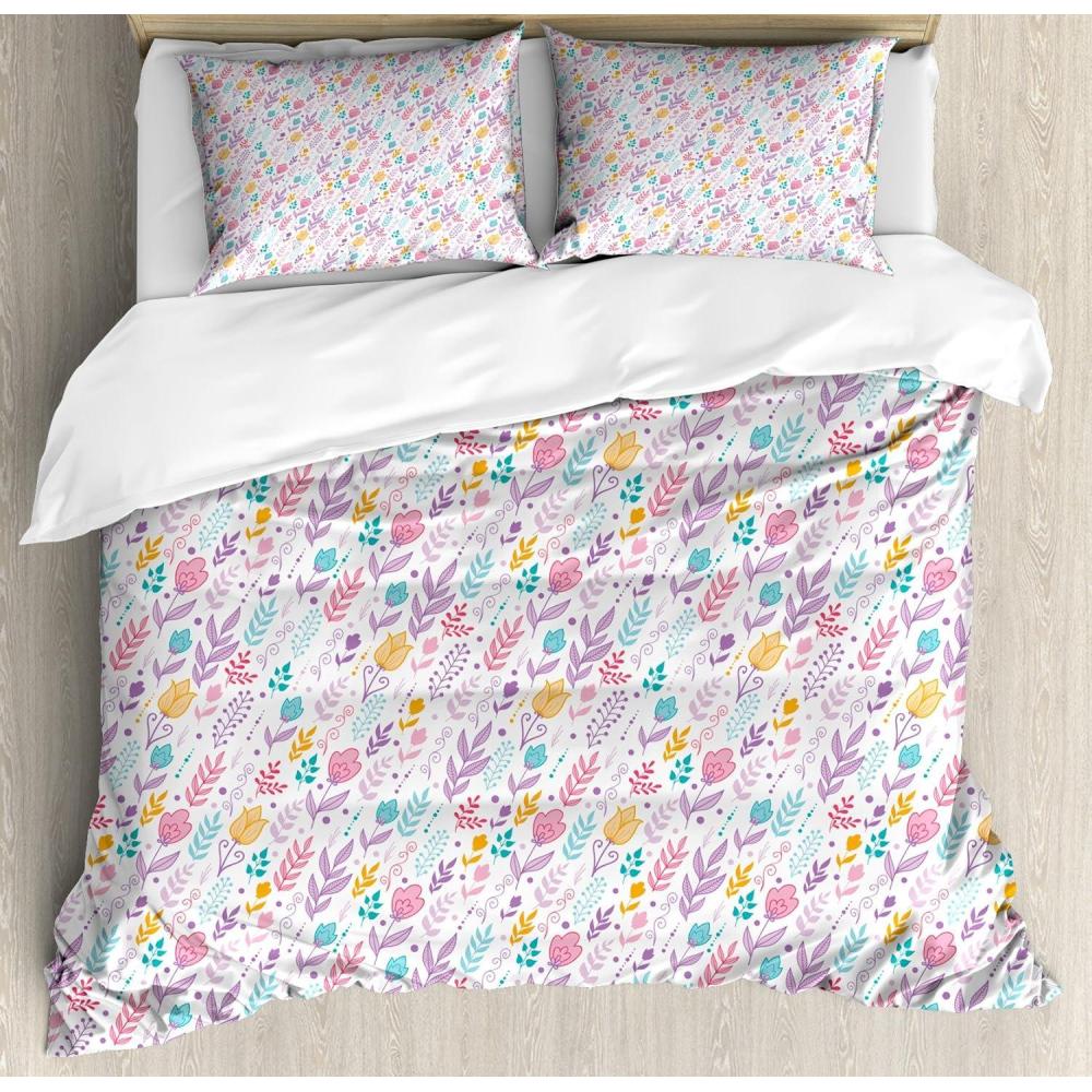 imageAmbesonne Heart Duvet Cover Sets Rainbow Colors Watercolor Style Inspired Hearts Valentines Day Love Romantic Couples Bedding Set with 2 Duvet Covers amp 4 Pillowcases 2 Pack Queen Size MulticolorLilac Multicolor