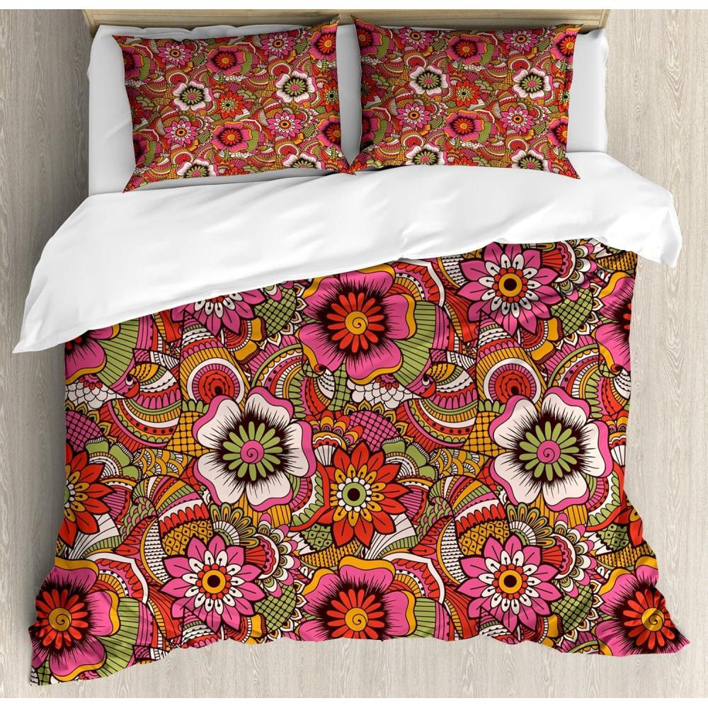imageAmbesonne Heart Duvet Cover Sets Rainbow Colors Watercolor Style Inspired Hearts Valentines Day Love Romantic Couples Bedding Set with 2 Duvet Covers amp 4 Pillowcases 2 Pack Queen Size MulticolorCoral Multicolor