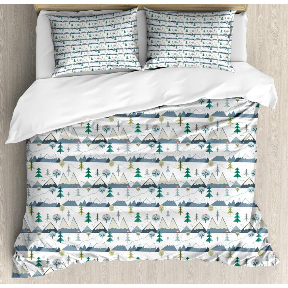 imageAmbesonne Heart Duvet Cover Sets Rainbow Colors Watercolor Style Inspired Hearts Valentines Day Love Romantic Couples Bedding Set with 2 Duvet Covers amp 4 Pillowcases 2 Pack Queen Size MulticolorBlue Grey