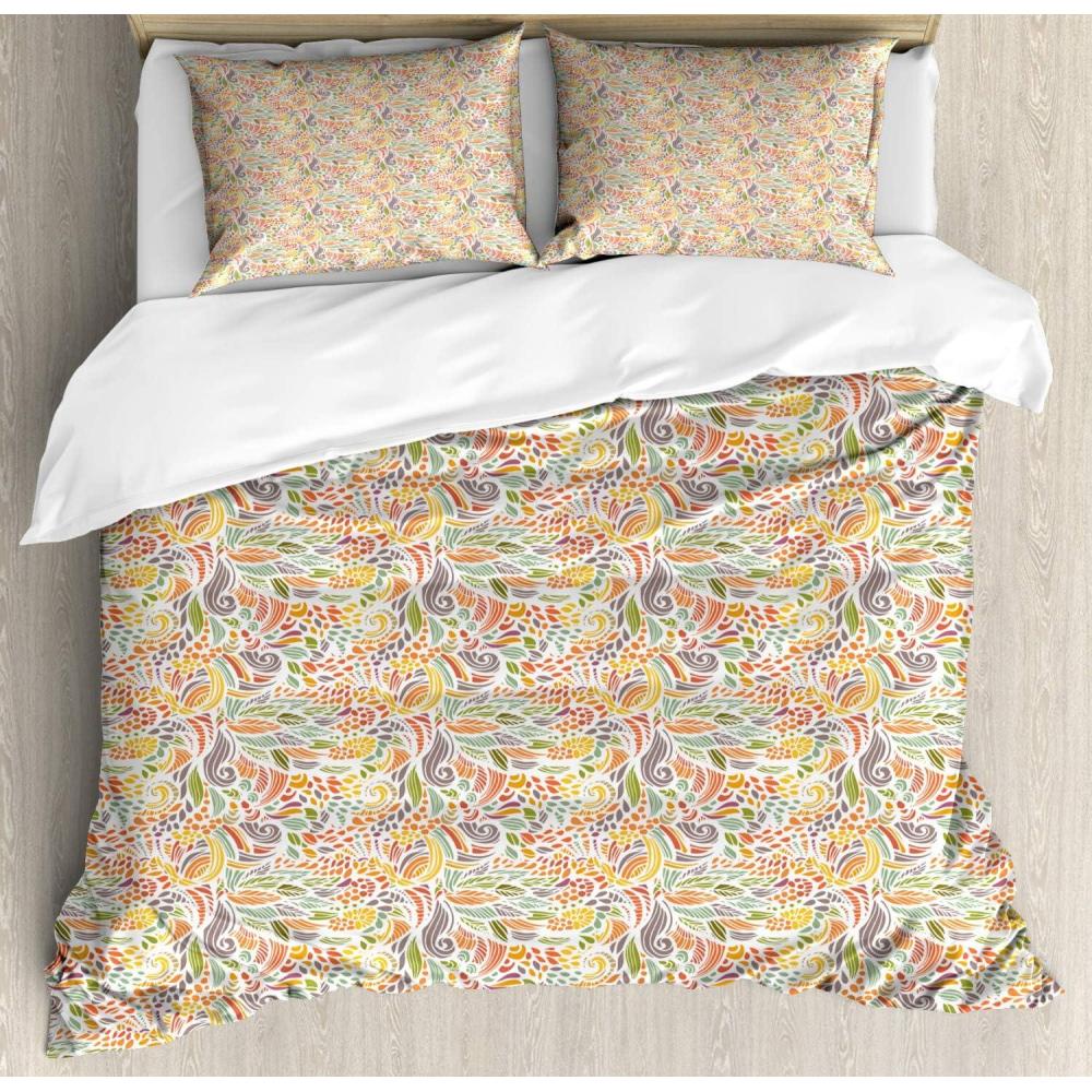 imageAmbesonne Heart Duvet Cover Sets Rainbow Colors Watercolor Style Inspired Hearts Valentines Day Love Romantic Couples Bedding Set with 2 Duvet Covers amp 4 Pillowcases 2 Pack Queen Size MulticolorPeach Multicolor