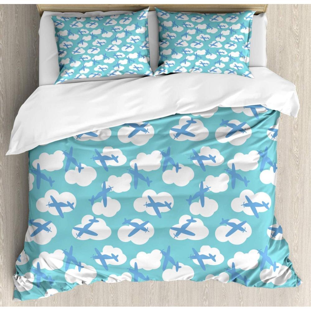 imageAmbesonne Love Duvet Cover Set Valentines Day Words and Hearts on Grunge Stripes Backdrop Decorative 3 Piece Bedding Set with 2 Pillow Shams Queen Size Charcoal Grey Pale PinkTurquoise Blue and White