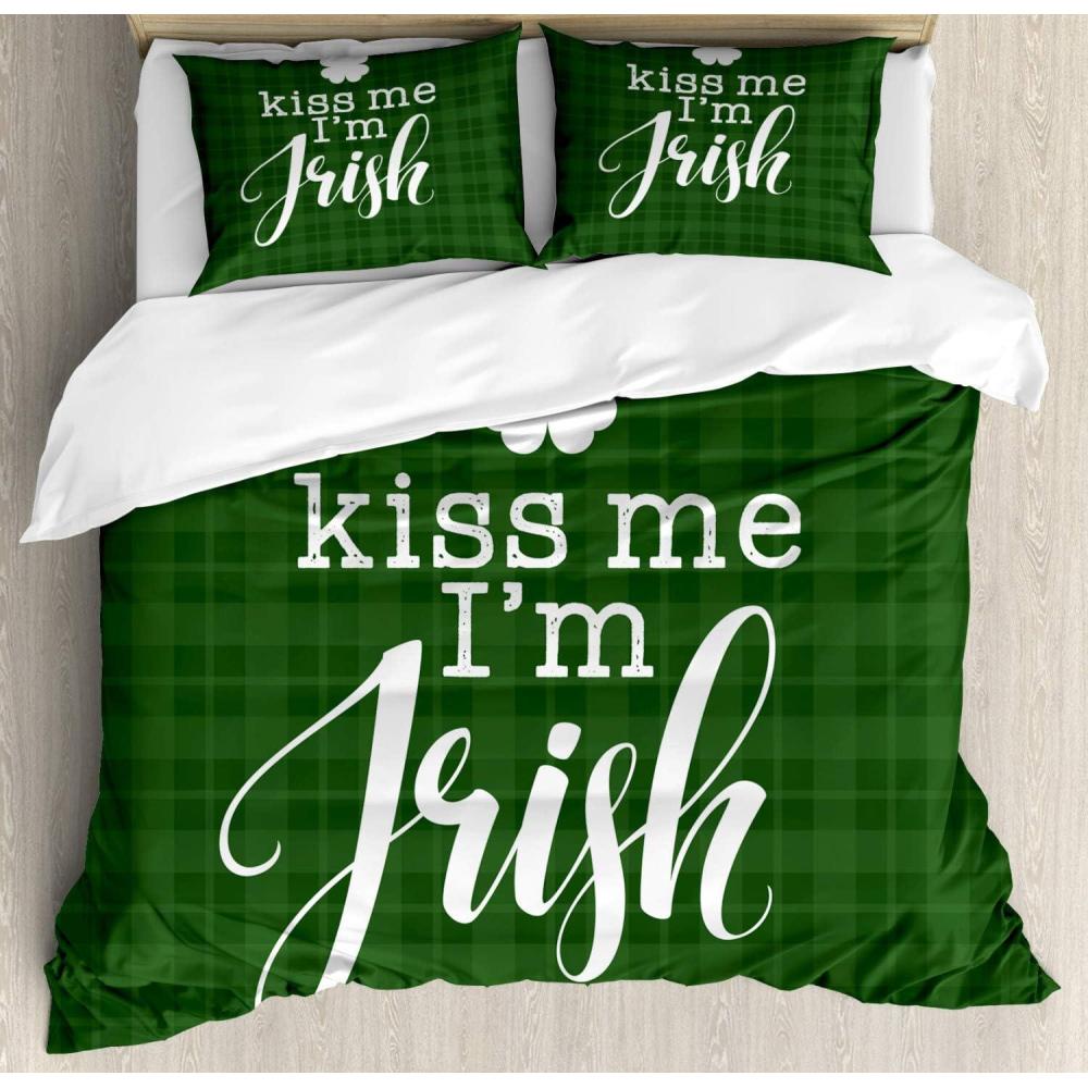 imageAmbesonne Love Duvet Cover Set Valentines Day Words and Hearts on Grunge Stripes Backdrop Decorative 3 Piece Bedding Set with 2 Pillow Shams Queen Size Charcoal Grey Pale PinkDark Green and White
