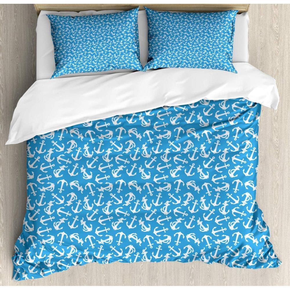 imageAmbesonne Modern Duvet Cover Sets Love Theme Romantic Repetitive Pattern of Hearts in Monochrome Style Valentines Day Bedding Set with 2 Duvet Covers amp 4 Pillowcases 2 Pack Queen Size Pink WhiteSky Blue White