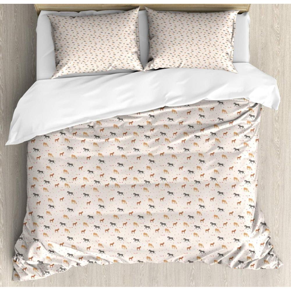 imageAmbesonne Modern Duvet Cover Sets Love Theme Romantic Repetitive Pattern of Hearts in Monochrome Style Valentines Day Bedding Set with 2 Duvet Covers amp 4 Pillowcases 2 Pack Queen Size Pink WhiteChampagne and Multicolor